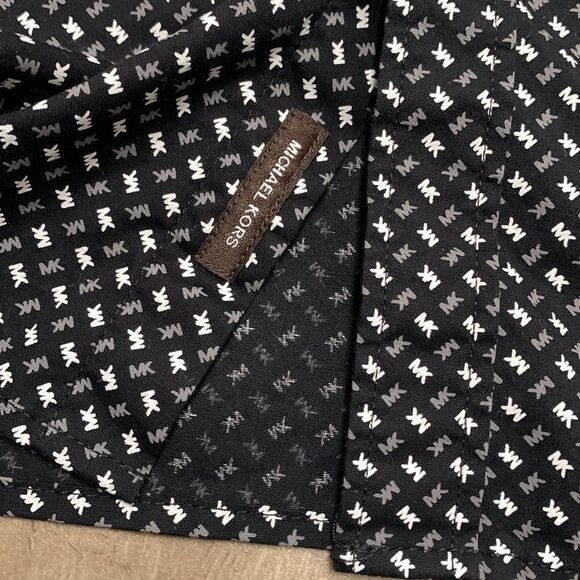 Mens Michael Kors All Over Print Slim Fit Button Down Shortsleeve Casual Shirt - Picture 6 of 8